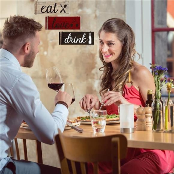 3 Pcs Farmhouse Kitchen Wall Decor Eat Sign Rustic Wooden Kitchen Sign Wood - Picture 4 of 6